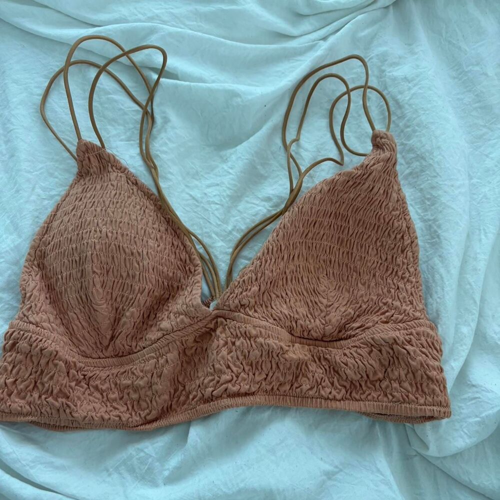 AERIE Women's Orange Tan Strappy Bralette Bra